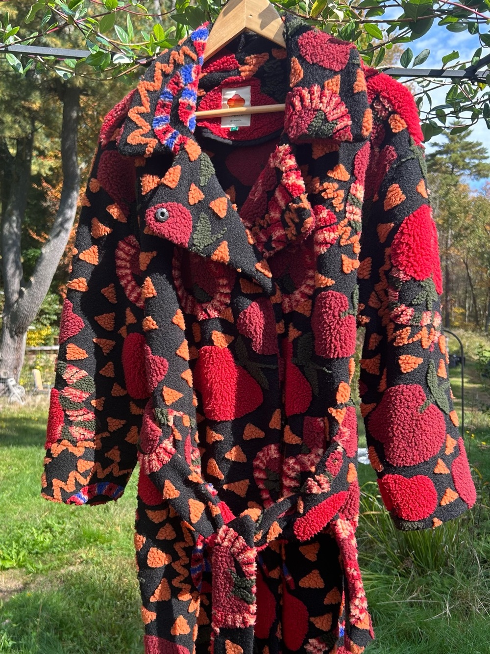 FARM Rio Snake Fruit Fleece Belted Wrap Coat Jacket Multi Color Abstract XS